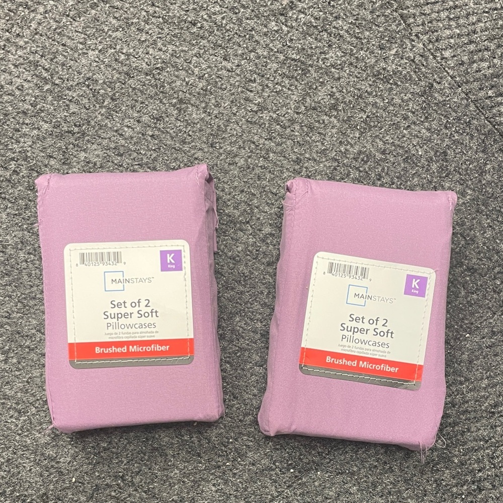 Mainstays King Pillowcases NWT 4 total Lavender purple Super Soft